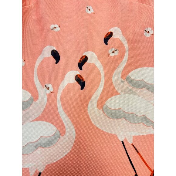 Julian Taylor Pink Flamingo Print Sleeveless Shift Dress V-Neck Back Zip SZ 8 fi - Picture 5 of 6